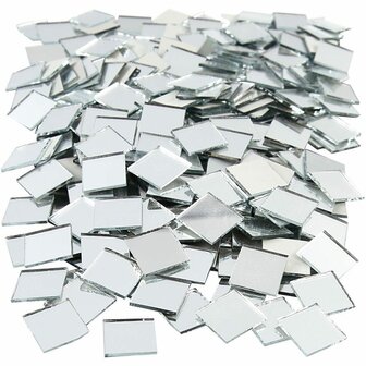 Spiegel Moza&iuml;ek Tegels - DIY Moza&iuml;ektegels - Voor Creatieve Decoratieprojecten - Knutseltegels - DIY Moza&iuml;ek Kunst - Formaat 16x16 mm - Dikte 2 mm - Set van 500 Stuks