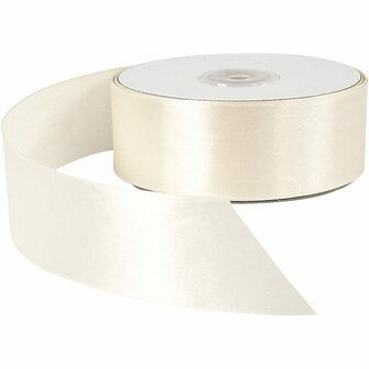 Satijnlint Cr&egrave;me - Luxe Glanzend Lint - Decoratief Lint Voor Cadeaus &amp; Knutselen - Brede Rol Satijnlint Voor DIY, Hobbymaterialen &amp; Bruiloften - 38 mm Breed - 50m Op Rol