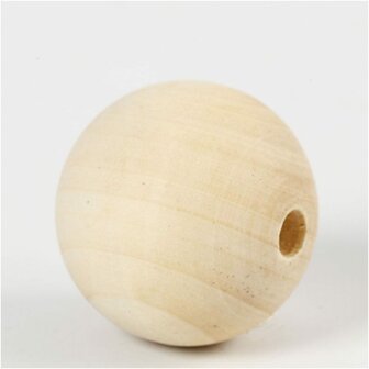 Houten Kralen - Grote Blanco Houten Kralen - DIY Sieraden Maken, Knutselen &amp; Decoreren - Onbewerkte Natuurkralen - Diameter &Oslash;40mm - Gatgrootte 7mm - Set van 6 Stuks