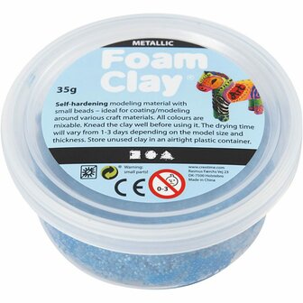 Foam Clay&reg;, blauw, metallic, 35 gr/ 1 Doosje