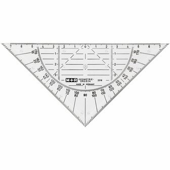 Geodriehoek - Transparante Kunststof Liniaal - 16 cm - Driehoekige Gradenboog met Gradenverdeling, Centimetermaat &amp; Rasterlijnen - Perfect voor School, Technisch Tekenen &amp; Kantoorbenodigdheden