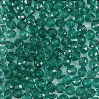 Facet Kralen Groen - Ronde Facet Kralen - Kristalglas Kralen - DIY Sieraden - Glanzende Kralen - Luxe Sieraden Kralen - Handgemaakte Sieraden - 4 mm - Gat 1 mm - 45 Stuks