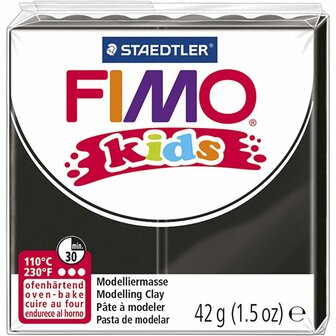 FIMO&reg; Kids Boetseerklei - Zwarte Klei - Kinderklei - Bakklei - Kindvriendelijk - Zacht En Kneedbaar - Zwart - 42 Gram - 1 Pakje