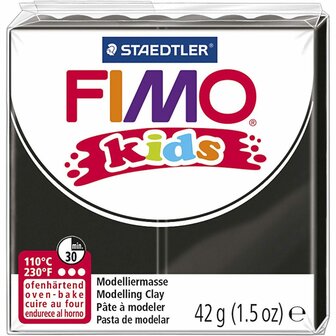 FIMO Kids Boetseerklei Zwart - Zwarte Klei - Hobbyklei - Knutselklei - DIY Klei - Sieraden Maken - 42 gram