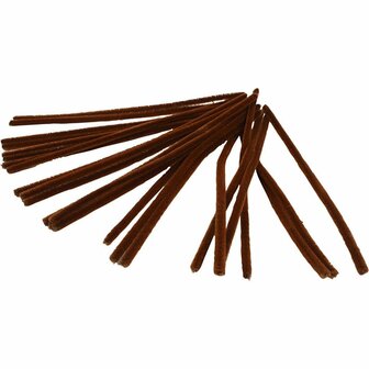 Chenilledraad - Pijpenragers - Bruin - Nylon, Metaal - Lengte: 30 cm - Dikte: 9mm - Creotime - 25 stuks