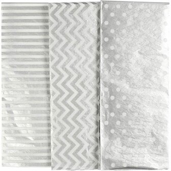 Tissuepapier Zilverkleurig - Zijdepapier - Crepepapier - Vloeipapier - Inpakken - Decoreren - Knutselen - 50x70 cm - 14 gram - 6 vellen