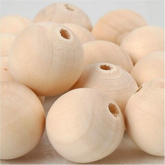 Houten Kraal - Natuurlijke Houten Kralen - Groot Gat Kralen - Diameter 20mm - DIY Sieraden - Gat 4mm - 14 Stuks