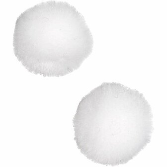 Pom-poms - Ronde Balletjes - Zacht - Wit - Dia: 2 mm - Creotime - 100 stuks