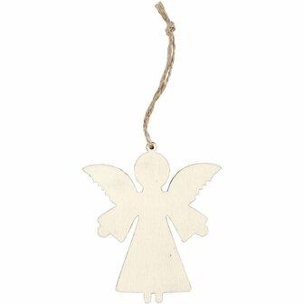 Ornament, engel, H: 8 cm, D: 0,5 cm, B: 7 cm, 4 stuk/ 1 doos