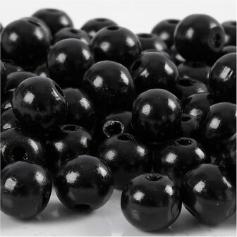 Houten Kralen - Zwarte Kralen - Kralen van Hout - DIY Sieraden Maken - Hobby Kralen - Decoratieve Houten Kralen - Diameter 10mm - Gatgrootte 3mm - 20 Gram