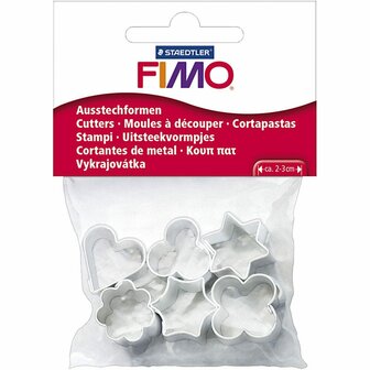 FIMO&reg; Uitsteekvormen - Sterren - Bloemen - Hartje - Klei Vormpjes - Koekjes Vormen - Metaal - 6 stuks