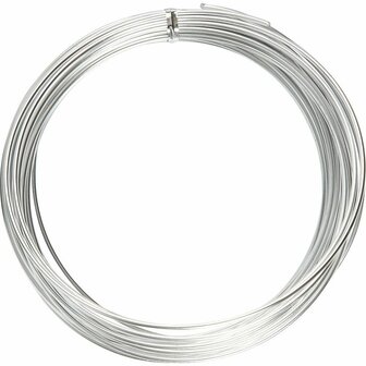 Alu draad, zilver, rond, dikte 2 mm, 10 m/ 1 rol