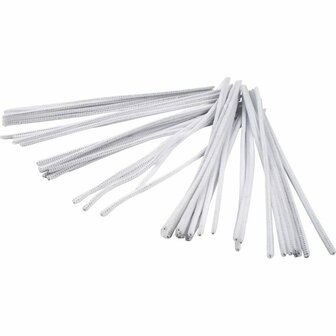 Chenille Draad - Pluche Draad - Pijpenragers - Metaal Draad - Fleecedraad - DIY Draad - Flexibel Decoratief Knutsel Draad - Buigzaam Draad - Wit - Lengte: 30cm - Dikte: 6mm - 50 Stuks