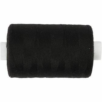 Naaigaren - Zwart - 100% Katoen - DIY Hobby Garen Voor Naaien En Decoreren - Lengte 1000m - 1 Rol