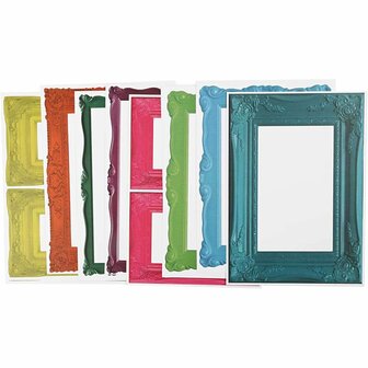 Lijsten - Sterke Kleuren Lijsten - Decoratieve Lijsten - DIY Lijsten Voor Foto&#039;s - Creatieve Decoratieve Lijsten - Formaat 26,2x18,5cm - Set Van 16 Diverse Vellen