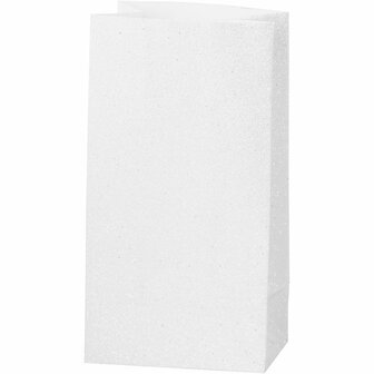 Papieren zakken, wit, H: 17 cm, afm 6x9 cm, 150 gr, 8 stuk/ 1 doos