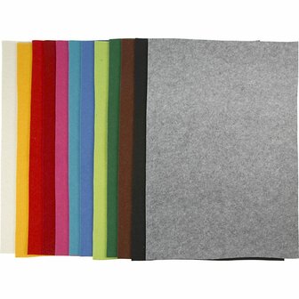 Vilt - Hobbyvilt - DIY Naaiprojecten - Diverse Kleuren - Decoratie En Kunstvilt - Groot Formaat 42x60cm - Dikte 3mm - 12 Vellen Geschikt Voor Creatieve Projecten