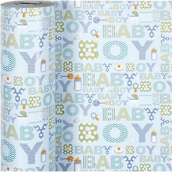 Inpakpapier, baby boy, B: 50 cm, 80 gr, 150 m/ 1 rol