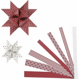 Vlechtstroken - DIY Stervouwen - Diverse Kleuren - Voor Papieren Decoraties En Creatief Werk - Afmetingen: 44+78 cm x 6,5+11,5 cm x 15+25 mm - Set van 60 Stroken