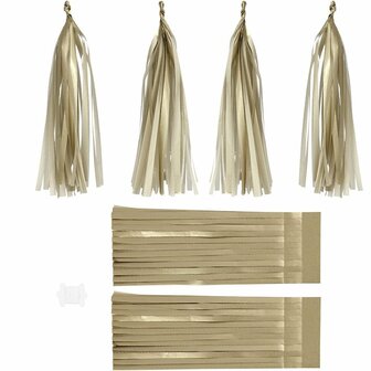 Tassels, goud, afm 12x35 cm, 14 gr, 12 stuk/ 1 doos