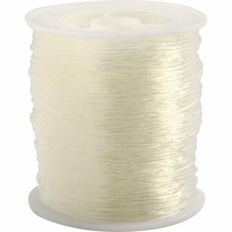Elastisch Koord - Transparant Nylon Draad - Rekbaar Koord - DIY Koord - Elastisch Draad - Rekbaar Hobbydraad - Handwerk &amp; Sieraden Maken - Sterk Nylon Touw - 1mm Dikte - 50m - 1 Rol