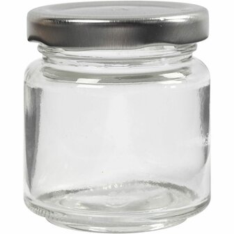 Glazen Pot - Transparante DIY Bewaarpot - Geschikt Voor Decoratie, Hobby en Keukengebruik - Hoogte 6,5 cm - Diameter 5,7 cm - Inhoud 100 ml - Set van 12
