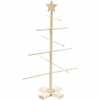Witte Decoratieve Kerstboom - DIY Hobby Kerstdecoratie - Hoogte 60cm - Breedte 40,5cm - Voor Feestelijke Decoratie en Knutselen - 1 Stuk