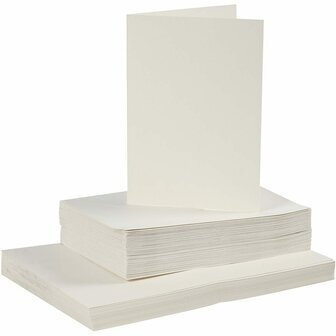 Kaarten En Enveloppen - Kaartenset - Dubbelzijdige Kaarten - DIY - Kaarten Maken - Off White - A6 - Kaart: 10,5x15cm 220 Gram - Envelop: 11,5x16,5cm 110 Gram - 50 Sets