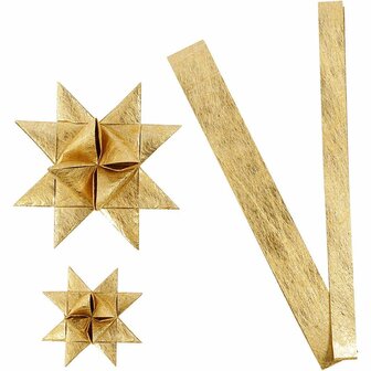 Gouden Vlechtstroken - Luxe Papieren Knutselstroken - DIY Sterren Maken en Feestelijke Decoratie - Hoogwaardig Gevlochten Papier met Glanzende Afwerking - 32 Stuks