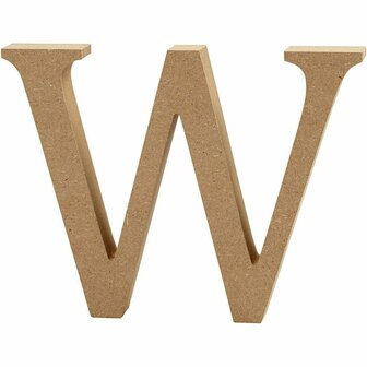 Houten letter W MDF 8 cm