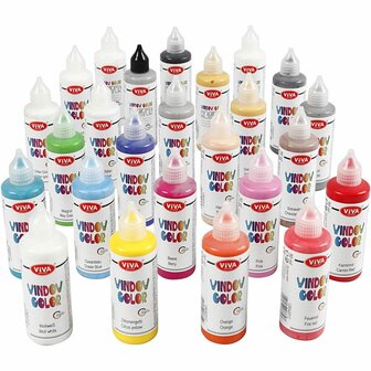 Glasverf - Viva Decor Window Color - Creatieve DIY Glas- En Spiegelverf - Diverse Kleuren - Set van 25x90ml - Glasverf Set - Decoreren Met Verf - Creatieve Verf