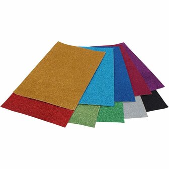 Glitterkarton - Diverse Kleuren - Stevig Knutselkarton met Glitterlaag - A4 Formaat - 250 grams - Perfect voor DIY Knutselwerk, Kaarten, Scrapbooking &amp; Decoratieve Toepassingen - Set van 50 Vellen