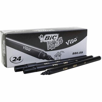 Visa Fijne Marker - Zwarte Marker - Permanent Marker - Lijndikte 0,7 mm - Hobby Marker - DIY Tekenen Marker - Voor Papier En Karton - Knutselmarker - Set van 24 Stuks
