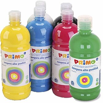 Acrylverf - Standaard Kleuren - Luxe Schoolverf - Acrylaatverf - Acrylic paint - Matte Waterbasis Hobbyverf - Knutselen en Verven - Sneldrogende Verf - 12x1000ml