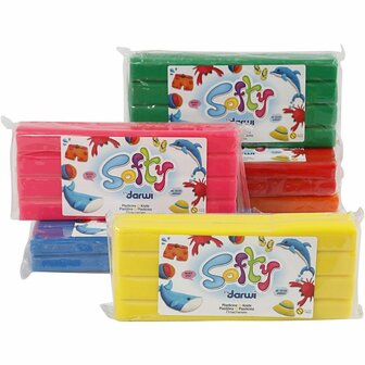 Softy Boetseerklei - Niet Drogend - Diverse Kleuren - DIY, Kleien, Spelen - 500gr - Softy - 6 stuks