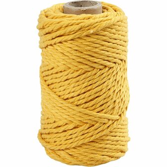 Macram&eacute; Koord Geel - Driedraads Macram&eacute; Touw - Stevig &amp; Flexibel Garen - Perfect voor Wanddecoratie, Boho Stijl Interieur &amp; Hobbyprojecten - 55 m x 4 mm - Extra Sterk