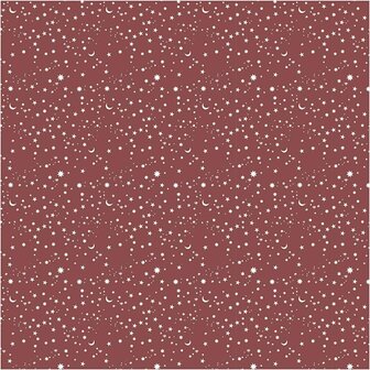 Inpakpapier - Donkerrood - Sterren &amp; Manen Motief - 50 cm Breed - 80 gr - 100 m Rol - Luxe Cadeaupapier voor Feestelijke Verpakkingen