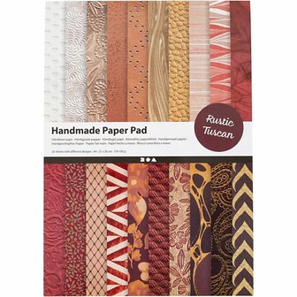 Handgeschept Papier - Rood Bruin - A4 - 210x297 mm - 110-150 gr - 20 Vellen - Natuurlijk, Ambachtelijk Papier - Geschikt voor Kaarten Maken, Scrapbooking &amp; Knutselen