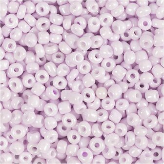 Rocailles, lichtroze, d 3 mm, afm 8/0 , gatgrootte 0,6-1,0 mm, 25 gr/ 1 doos