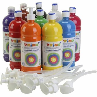 Acrylverf - Diverse Kleuren - Luxe Schoolverf - Acrylaatverf - Acrylic paint - Matte Waterbasis Hobbyverf - Knutselen en Verven - Sneldrogende Verf - 10x1000ml