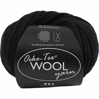 Wolgaren Zwart - Luxe Donkere Wol - Ideaal voor Breien, Haken &amp; DIY Handwerk - Zacht &amp; Sterk - 50 Meter - 50 Gram - 1 Bol