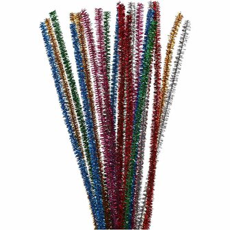 Chenille Draad - Pluche Draad - Pijpenragers - Metaal Draad - Fleecedraad - DIY Draad - Flexibel Decoratief Knutsel Draad - Buigzaam Draad - Metallic - Lengte: 30cm - 24 Stuks