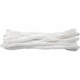 Chenille Draad - Pluche Draad - Pijpenragers - Metaal Draad - Fleecedraad - DIY Draad - Flexibel Decoratief Knutsel Draad - Buigzaam Draad - Wit - Lengte: 30cm - Dikte: 15mm - 15 Stuks