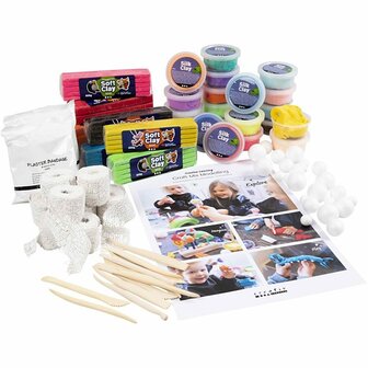 Boetseerpakket Kinderen - Kinderklei - Boetseerklei - Modellering Klei - Kneedbare Klei - Sculptuurklei - Soft Clay - Silk Clay - 6 stuks