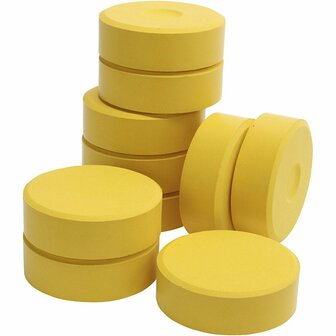 Tempera Verfblokken - Waterverf - 10 Stuks - Geel - Geschikt voor Papier en Karton - Ideaal voor Scholen - Afmeting 19 x 57 mm - Ronde Blokken