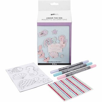 Onder de zeespiegel - Magnetisch kleurboek - Creatieve kinderset - Magnetische kleurplaten - Knutselset voor kinderen - Magnetisch speelgoed - Inclusief stiften en stickers - 1 set