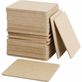 Onderzetters - Vierkant - MDF Hout - Bruin - Afm 10x10cm - Dikte: 3mm - 50 stuks