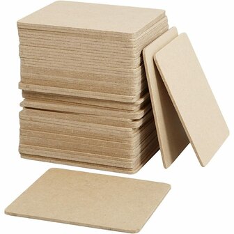 Onderzetters - Vierkant - MDF Hout - Bruin - Afm 10x10cm - Dikte: 3mm - Creotime - 50 stuks