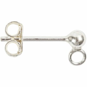 Oorsteker zilver - 13 mm sterling zilver - DIY sieraden maken - Sterling oorstekers - Zilveren sieradenonderdelen - Oorbel met bal en ring - 10 stuks