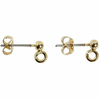 Oorsteker - Vergulde Oorsteker Voor Sieraden Maken - DIY Sieraden Accessoires - Oorbel Onderdeel - Hobby Sieraden - Lengte 15 mm - Diameter 3,8 mm - Gatgrootte 0,8 mm - Set van 10 Stuks